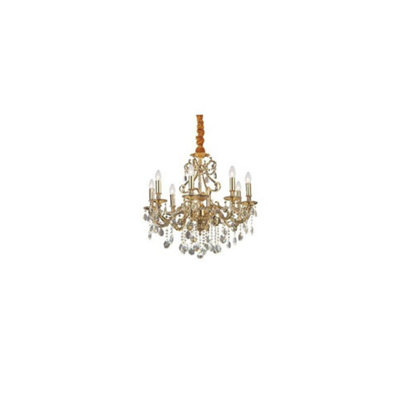 Ideal Lux Gioconda  8 Light Crystal Chandelier Antique Gold FinishE14 from B&Q