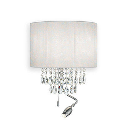 B&Q -  Luminosa Opera Led 3 Light Indoor Wall Light ChromeCrystals And White ShadeE14