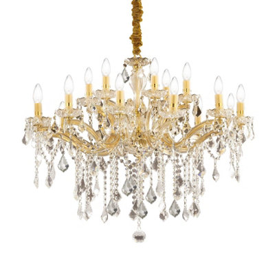 Luminosa Lighting Luminosa Florian 18 Light Crystal Chandelier Gold FinishE14 from B&Q