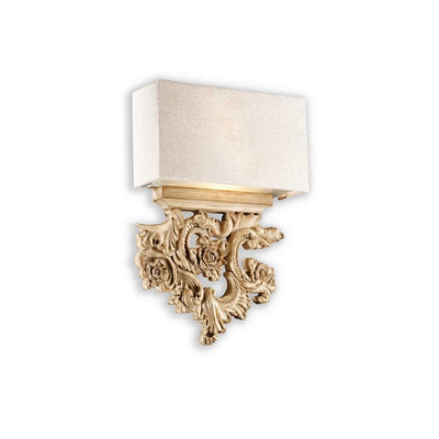 B&Q -  Luminosa Peter 2 Light Indoor Wall Light BrownBeige With ShadeE14