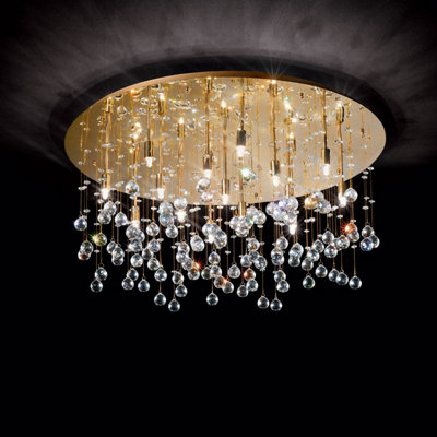 Moonlight  15 Light Extra Large Semi Flush Ceiling Pendant Gold, G9 - Image 3