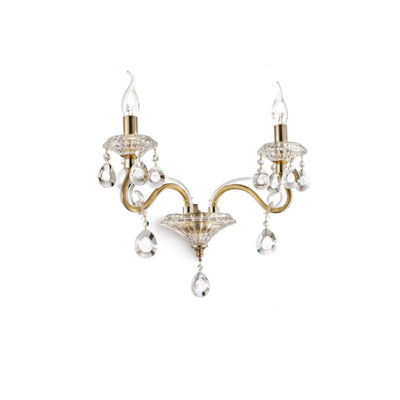 B&Q -  Luminosa Negresco 2 Light Indoor Candle Wall Light GoldE14