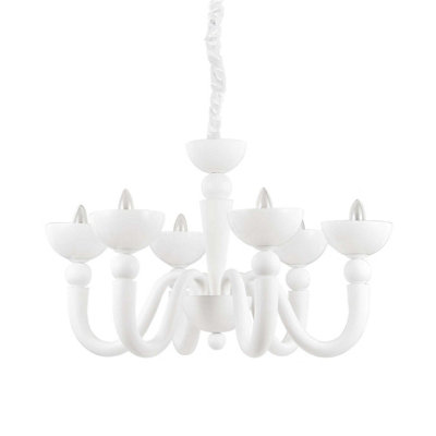 Luminosa Lighting Luminosa Bon Bon 6 Light Multi Arm Chandelier White FinishE14 from B&Q