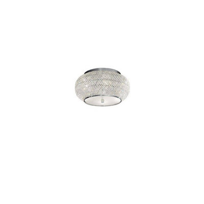 Ideal Lux Pasha 6 Light Ceiling Flush Light ChromeCrystalE14