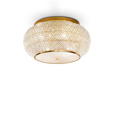 Luminosa Ing Luminosa Pasha 6 Ceiling Flush With Crystals, E14 Light/Gold