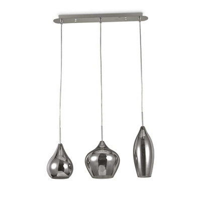 Soft  3 Light Hanging Ceiling Pendant Light Grey, E14 - Image 3