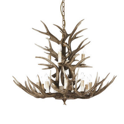 Luminosa Ing Luminosa Chalet 12 Pendant Chandelier E14 Light/Brown