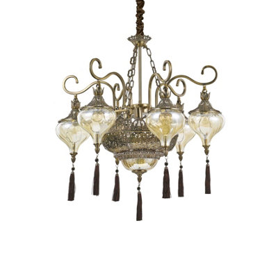 Luminosa Lighting Luminosa Harem 9 Light Multi Arm Chandelier AmberAntique Brass FinishE27 from B&Q