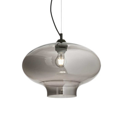 Netlighting Unisex Grey Bistro Light Dome Ceiling Pendant Black Smokey Glass Round E27 Size 1 - Image 3