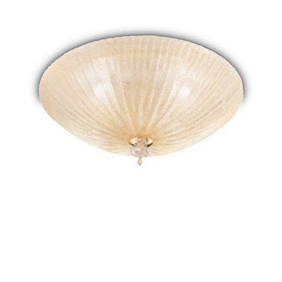 B&Q -  Luminosa Shell 6 Light Indoor Wall / Ceiling Light Gold With Amber GlassE27