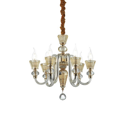B&Q -  Luminosa Strauss 6 Light Chandelier Rose Gold FinishE14