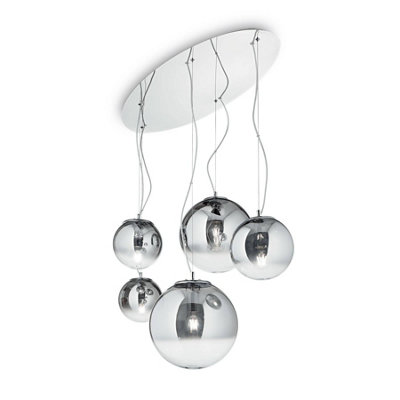 Luminosa Lighting Luminosa Mapa 5 Light Cluster Ceiling Pendant Chrome Shade from B&Q