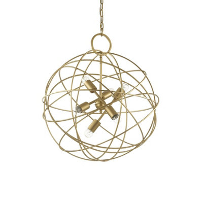 Ideal Lux Konse 6 Light Spherical Ceiling Pendant Gold from B&Q