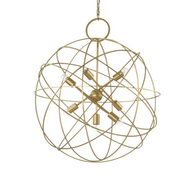 Ideal Lux Konse 7 Light Spherical Ceiling Pendant Gold from B&Q