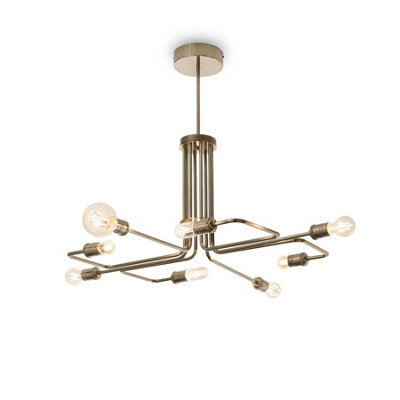 Ideal Lux Triumph 8 Light Multi Arm Ceiling Pendant Light Antique Brass from B&Q