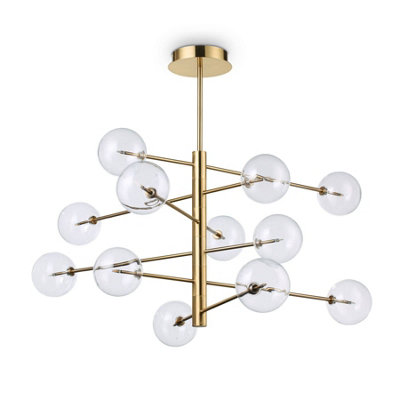 Ideal Lux Equinoxe 12 Light Multi Arm Ceiling Pendant Light Antique Brass from B&Q