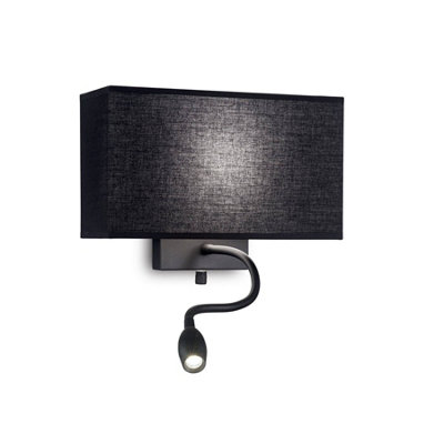 Ideal Lux Hotel Led 2 Light Wall Light Black from B&Q