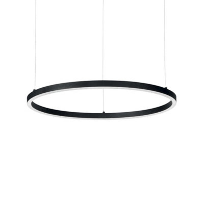 B&Q -  Luminosa Oracle Slim 90Cm Non Dim 3000K Round Integrated Led Ceiling Pendant Lamp Black