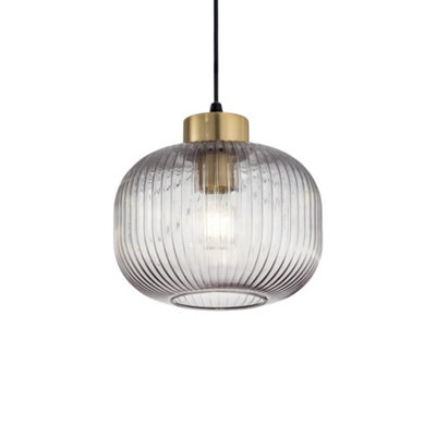 Ideal Lux Mint-2 Indoor Glass Domeceiling Pendant Lamp 1 Light SmokeyE27 from B&Q
