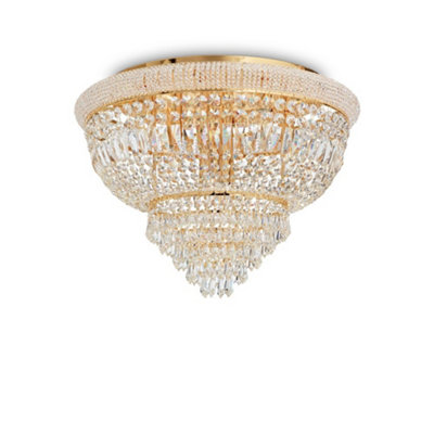 Ideal Lux Dubai Indoor 24 Lights Flush Chandelier Ceiling Lamp GoldE14 from B&Q