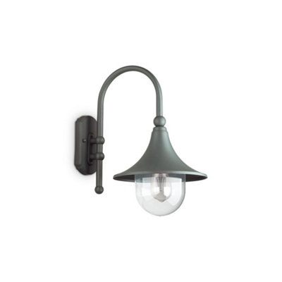 Ideal Lux Cima Outdoor Dome Wall Lantern 1 Light Anthracite Ip43E27 from B&Q