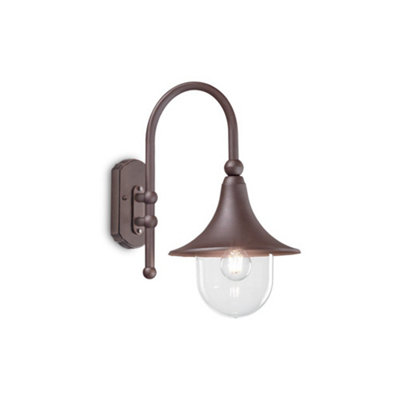 Ideal Lux Cima Outdoor Dome Wall Lantern 1 Light Coffee Ip43E27 from B&Q