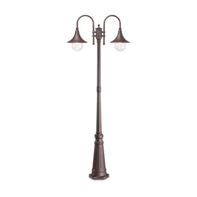 Ideal Lux Cima Outdoor Lamp Post 2 Lights Coffee Ip43E27 from B&Q