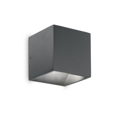 Ideal Lux Rubik Integrated Led Outdoor Up Down Wall Downlight Lamp 1 Light Anthracite 3000K Ip44 from B&Q