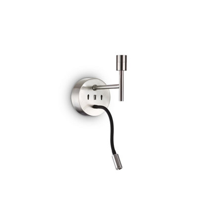 B&Q -  Luminosa Set Up Wall Light + Reading Light Nickel Without Shade 3000K