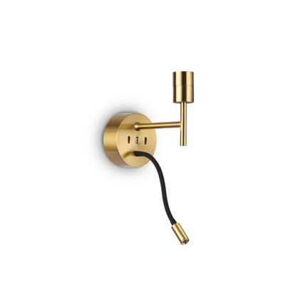 B&Q -  Luminosa Set Up Wall Light + Reading Light Brass Without Shade 3000K