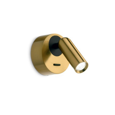 Ideal Lux Bean Led Decorative Round Reading Light Brass3000K 3.5W from B&Q