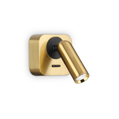 Ideal Lux Bean Led Decorative Square Reading Light Brass3000K 3.5W from B&Q