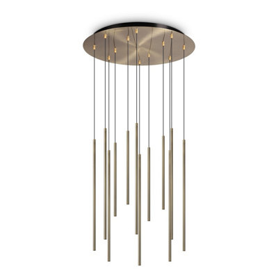 Ideal Lux Filo Decorative 12 Drop Cluster Pendant Ceiling Light Brass 3000K from B&Q