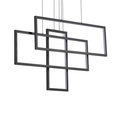 Ideal Lux Lighting Frame Pendant Light Black A - Black - Image 4