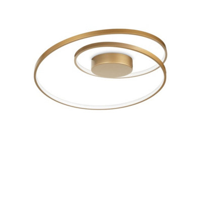Ideal Lux Oz Led Decorative Swirl Integrated Led Semi Flush Light Gold3000K from B&Q
