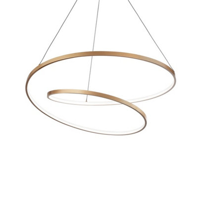 Ideal Lux Oz Led Decorative Swirl Integrated Pendant Light Gold3000K from B&Q