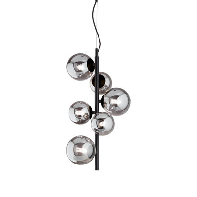 Ideal Lux Perlage 6 Light Globe Pendant Ceiling Light Black from B&Q