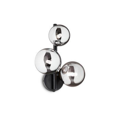 Ideal Lux Perlage 3 Globe Light Wall Lamp Black from B&Q