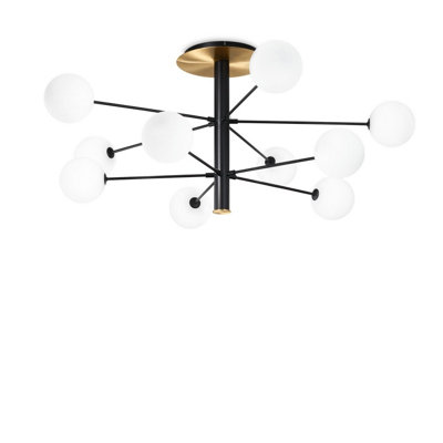 Ideal Lux Cosmopolitan 10 Arm Multi Arm Semi Flush Ceiling Light Black from B&Q