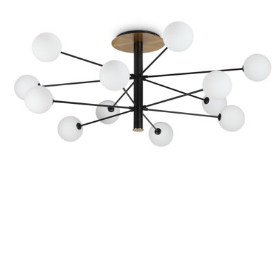 B&Q -  Luminosa Cosmopolitan 12 Arm Multi Arm Semi Flush Ceiling Light Black