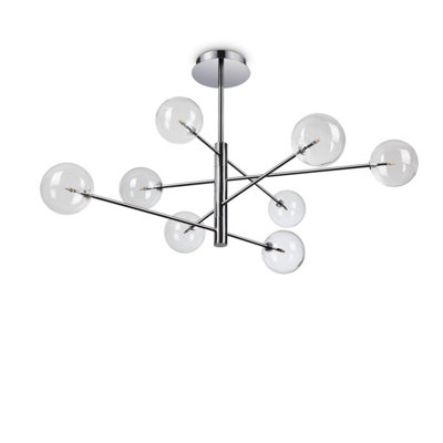 Ideal Lux Equinoxe 8 Light Multi Arm Semi Flush Ceiling Lamp Chrome from B&Q