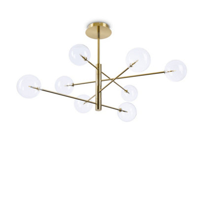 Ideal Lux Equinoxe 8 Light Multi Arm Semi Flush Ceiling Lamp Brass from B&Q
