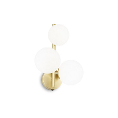 Ideal Lux Perlage 3 Globe Light Wall Lamp Brass from B&Q