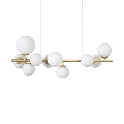 B&Q -  Luminosa Perlage 10 Light Linear Globe Pendant Ceiling Light Brass