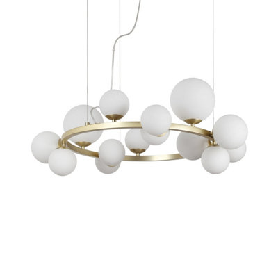 Ideal Lux Perlage 14 Light Round Globe Pendant Ceiling Light Brass from B&Q
