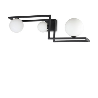 Ideal Lux Angolo 3 Light Globe Ceiling Light Black from B&Q