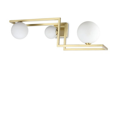 Ideal Lux Angolo 3 Light Globe Ceiling Light Brass from B&Q