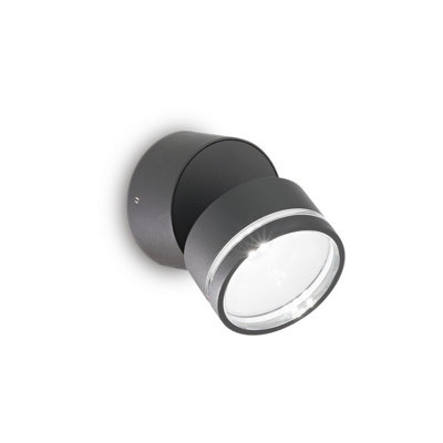 Ideal Lux Omega Round Single Spotlight Anthracite Ip54 4000K from B&Q