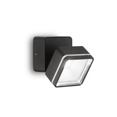 Ideal Lux Omega Square Single Spotlight Black Ip54 4000K from B&Q