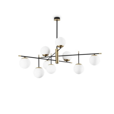 Ideal Lux Gourmet 9 Light Globe Multi Arm Semi Flush Ceiling Lamp Black from B&Q